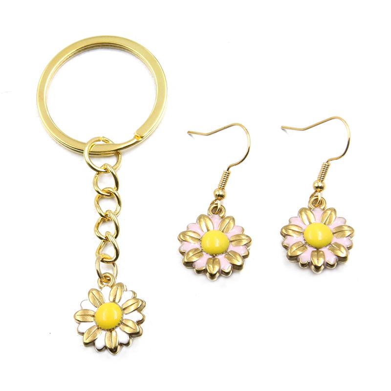 Stainless Steel Daisy Flower Drip Oil Pendants: 3 Styles, Golden Fresh Enamel Charms