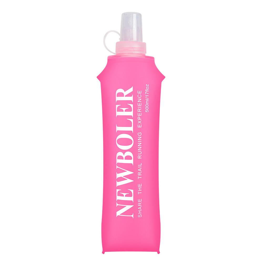 

NEWBOLER Outdoor Sports Water Bottle 500ml Portable Collapsible TPU Soft Water Bag for Running (No FDA, BPA-Free) Hot Pink