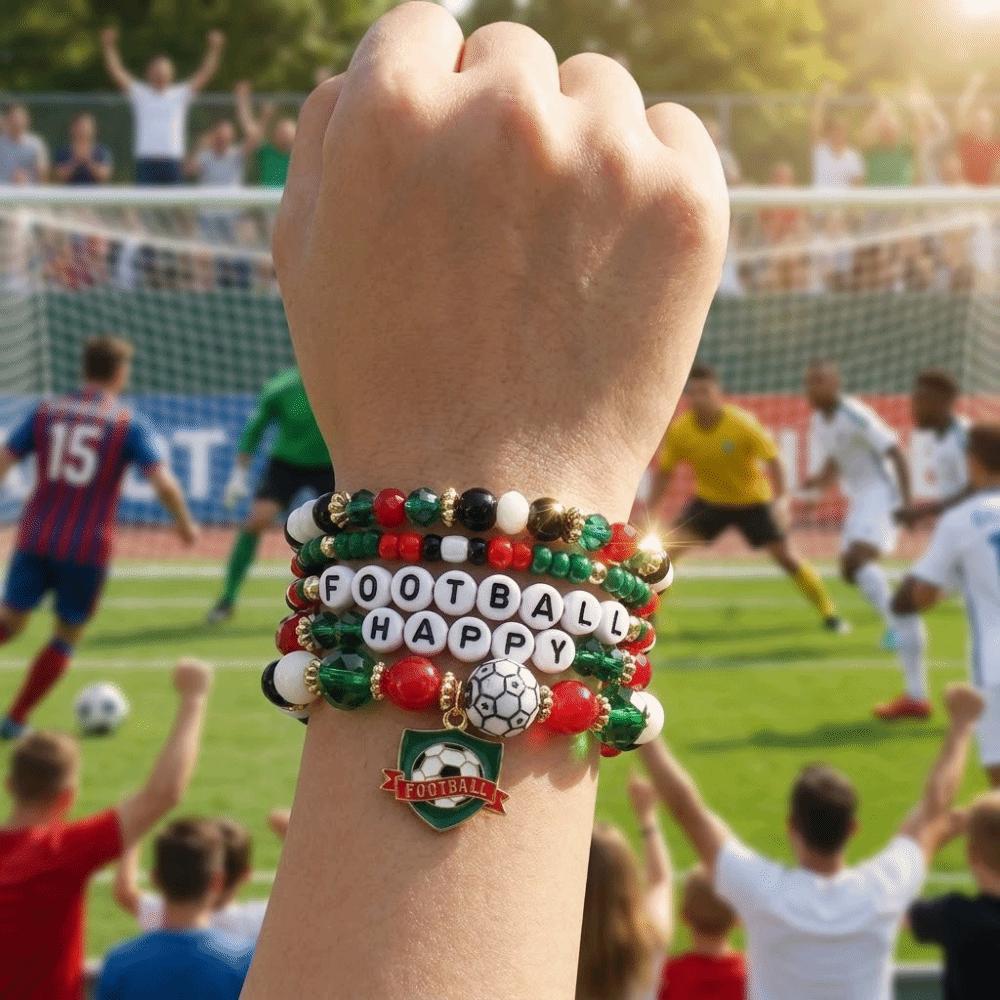 5pcs/set Creative Soccer Fan Stackable Bracelet Shoe Individualistic Bracelet Set Green Mix-and-match Football Gift