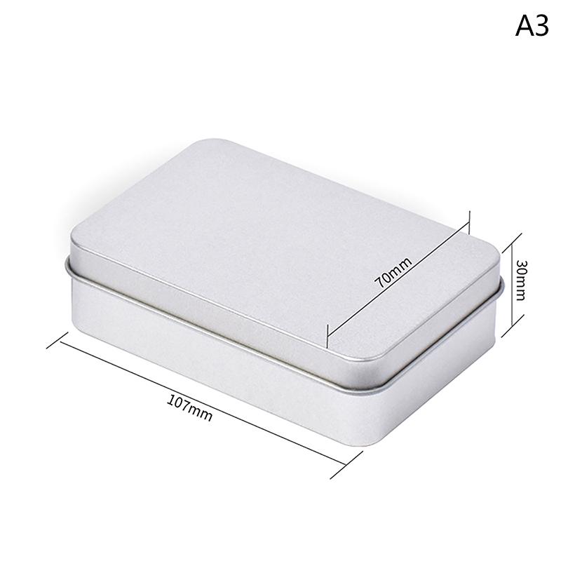 Small Metal Tin Silver Storage Box Case Organizer For Money Coin Candy Key Rectangular Jewelry Cosmetic Organizer