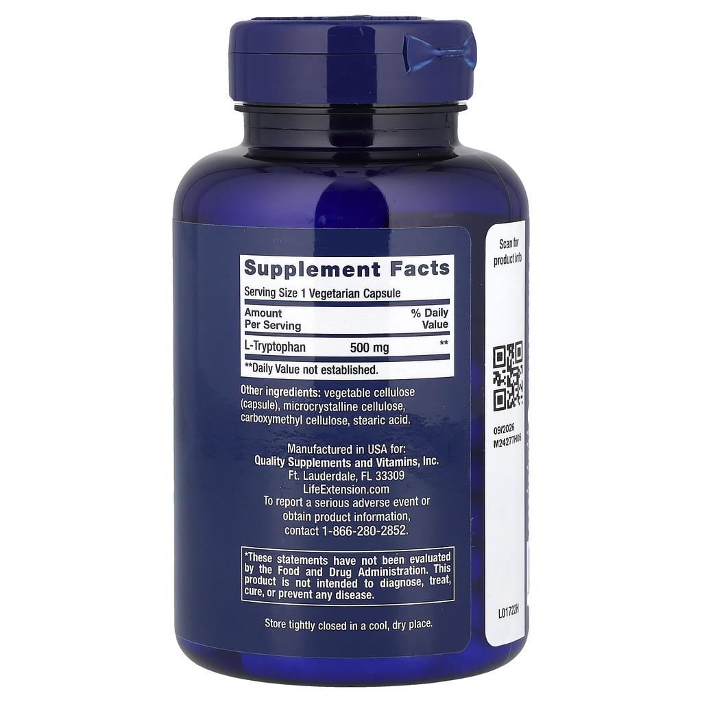 L-Tryptophan, 500Mg, 90 Veggie Capsules