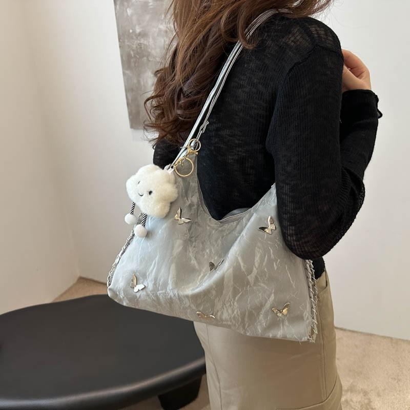 Fashion butterfly decoration personalized shoulder bag women's large-capacity casual versatile messenger bag multi-functional commuter backpack