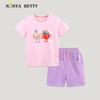 AostaBetty Sommer Cartoon-Print Mädchen Kurzarm-Set - Europäischer Stil Kinderkleidung