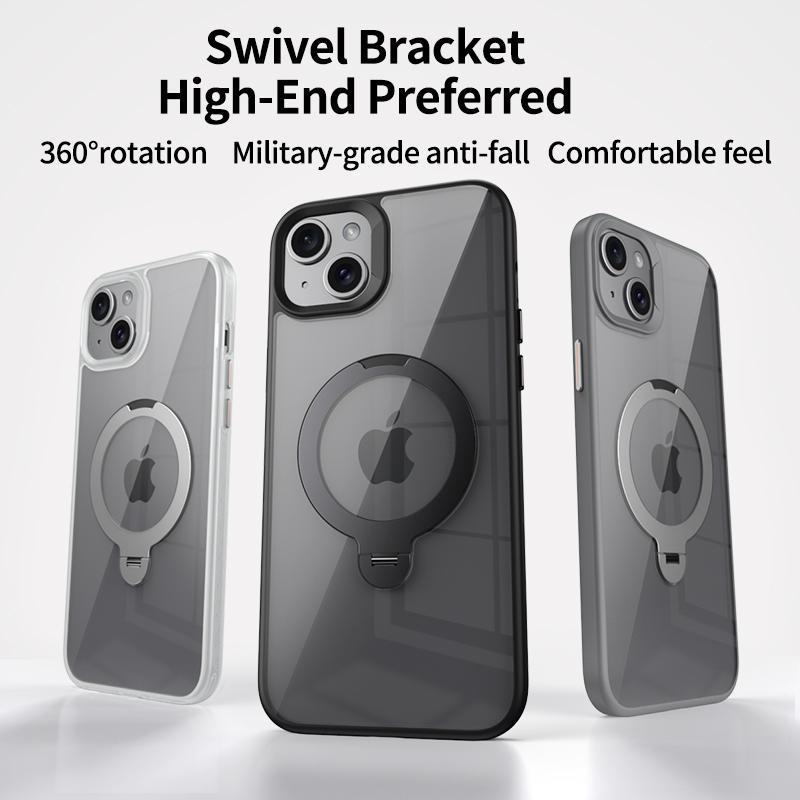 For iPhone 15 Case Compatible with MagSafe TPU+Acrylic Kickstand Clear Phone Cover