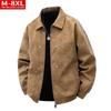 Cozy Up Men's Square Collar Motorcycle PU Leather Jacket Fat Plus Size Loose Casual Jacket