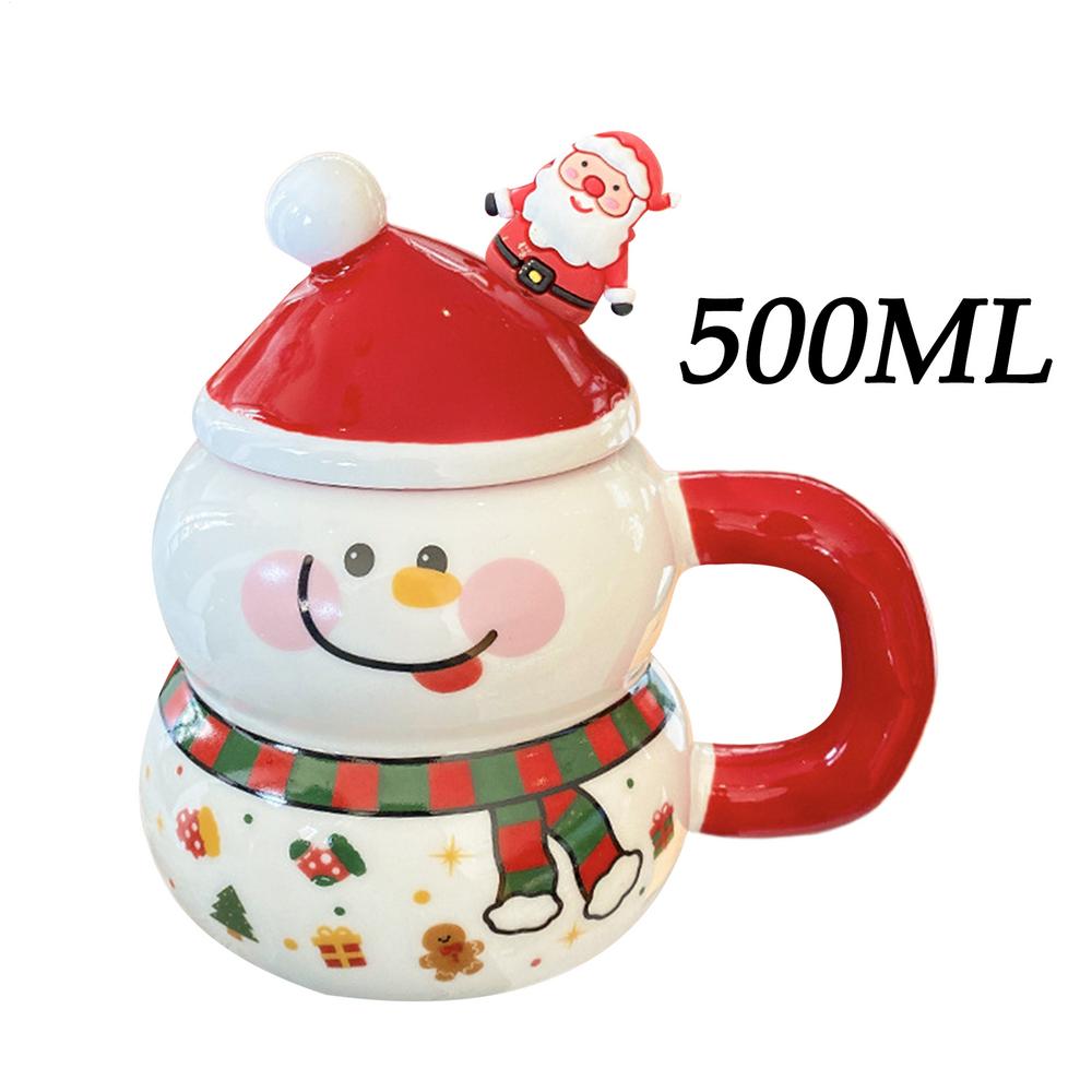 

Рождественские кружки Керамические Милые Кружки для напитков с ручкой и крышкой Рождественские керамические кружки для пикника, рыбалки, активного отдыха, воды, чая, для походов Standard красный