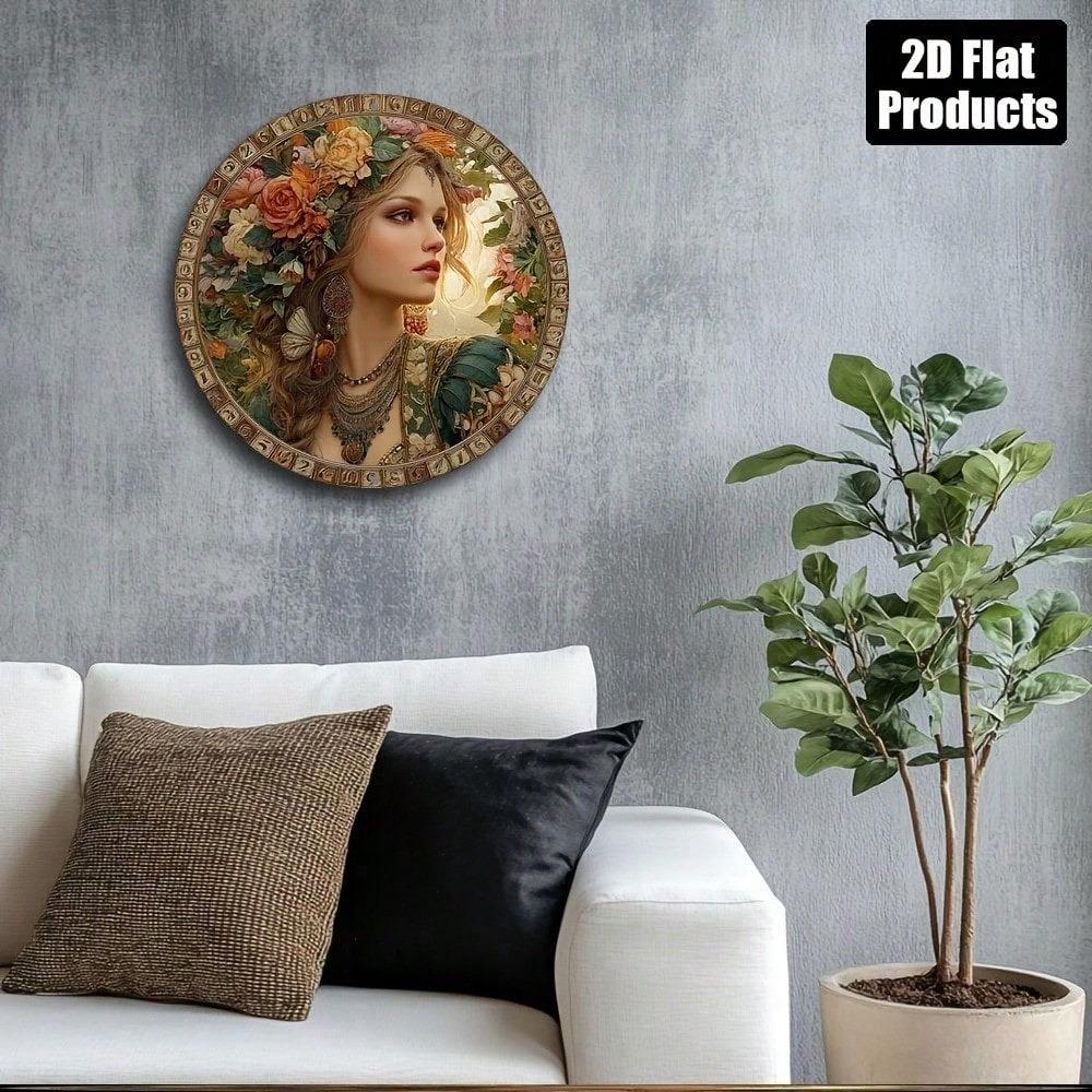 8x8 Inch Round Aluminum Metal Plaque Rustproof Wall Art For Bar Kitchen Cafe Office Holiday Decor