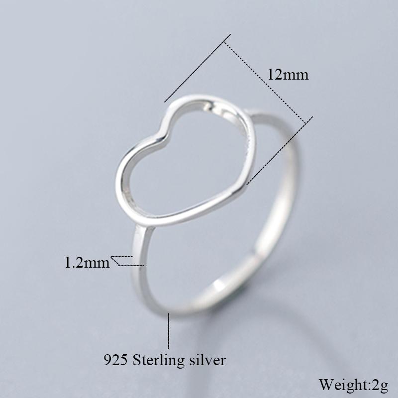 New Classic Genuine 925 Silver Hollow Heart Ring Love Wedding Bands Ring for Women Girl Fashion Jewelry Gift Party Ring