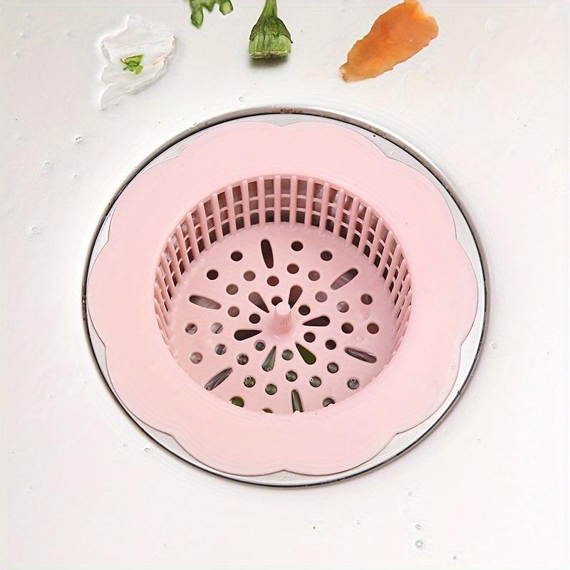

Flower Shape Plastic Water Channel Filter: Kitchen and Bathroom Drain Strainer with Anti-Blocking Hair Filter Net розовый