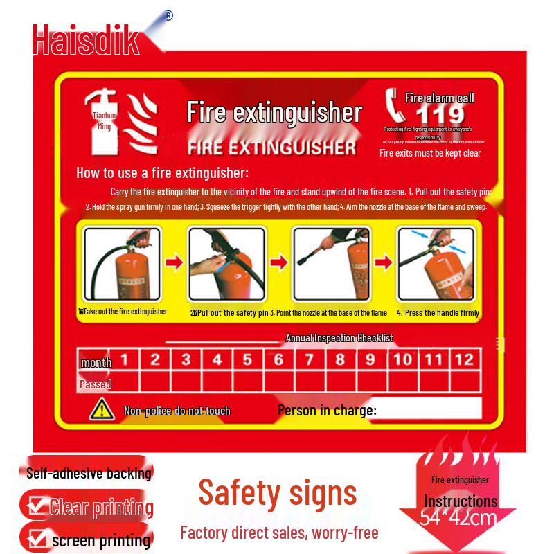 PVC Fire Extinguisher Usage Safety Sign