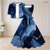 Women Plus Size Printed Two Piece Set Square Neck Sleeveless Tie Waist Flared Dress Short Sleeve Cropped Shrug