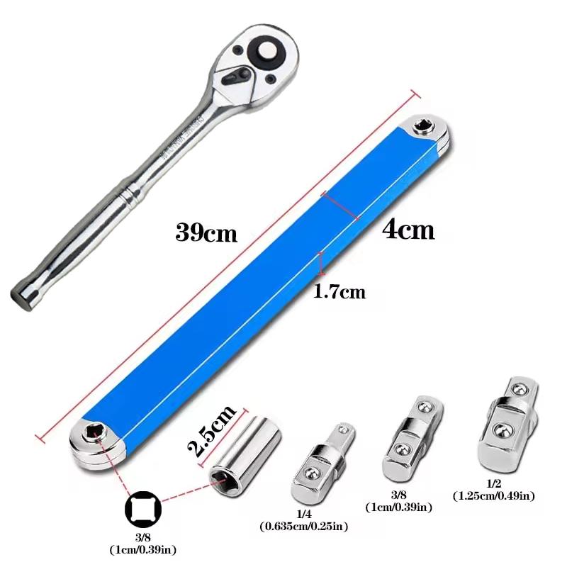 Compact Offset Extension Wrench 4 Adapter for Automotive Hand Tool