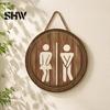 Decorative Wall Ornaments Wooden Restroom Signs, Men's And Women's Half Toilet Sign for Home Bathroom Decor Sign, Rustic Art Hanging Signs Small