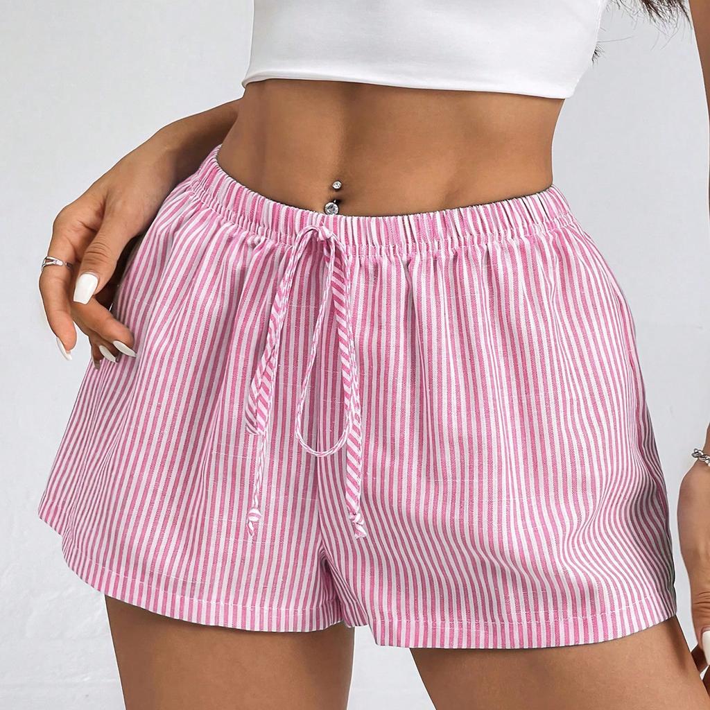 Shorts For Women Striped Button Casual Loose  Shorts