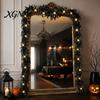 Dark Aesthetic Party Backdrop Props Halloween Lighted Creepy Vine Garland with LED Lights, Black Faux Twig for Mantle Decorative Vines Mantelpiece
