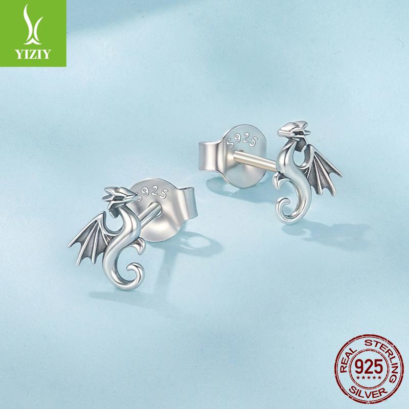 S925 Sterling Silver Mini Feilong Stud Earrings For Men And Women'S Personalized Fashion Animal Small Stud Earrings