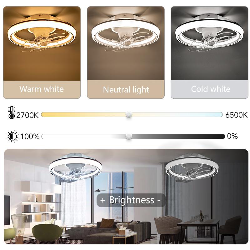 Smart LED Ceiling Fan With Light 7-blade Oscillating Fan Light APP Remote Control Ceiling Lamp Fan 6 Levels of Wind Speed