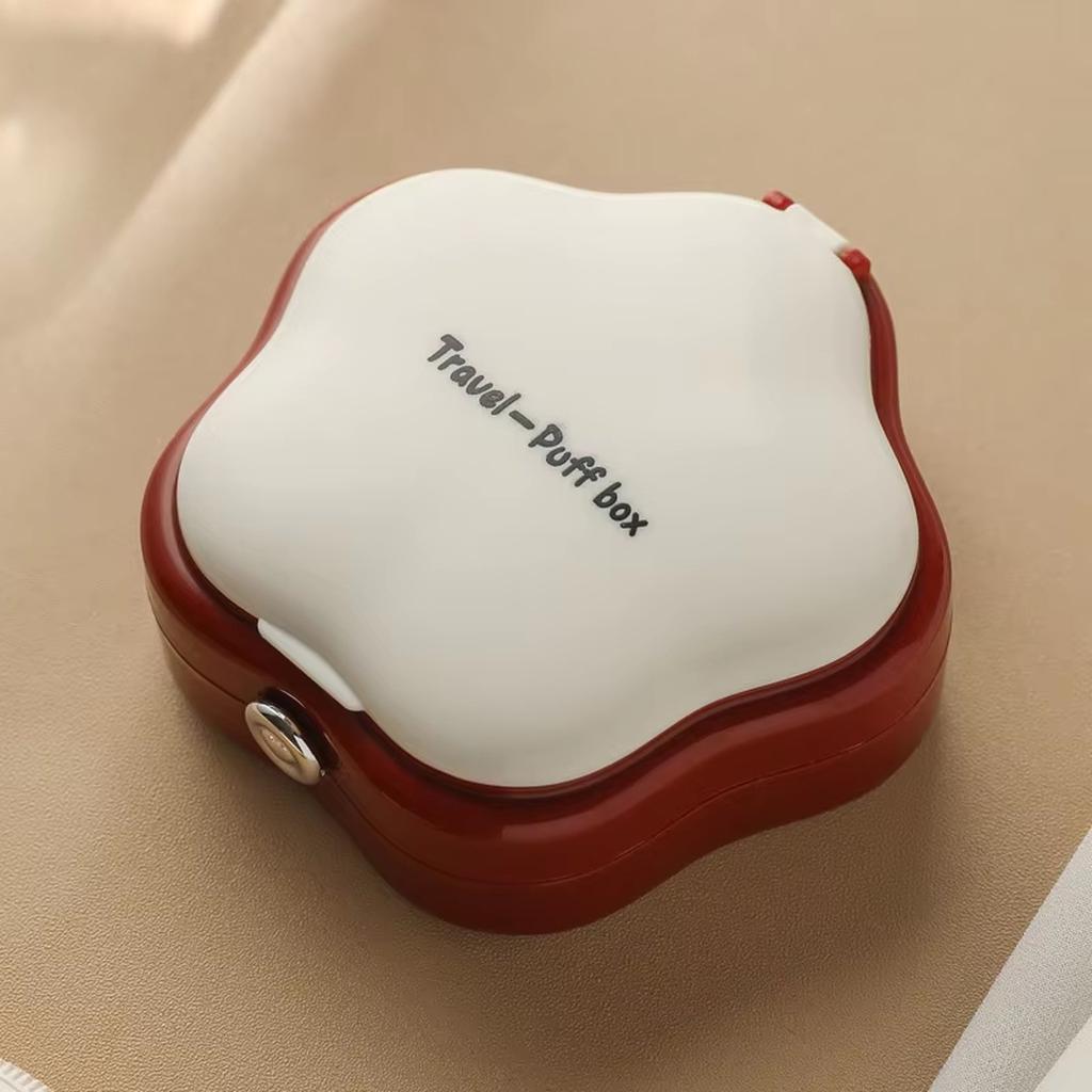 Portable Travel Makeup Puff Case with Mirror Breathable Box