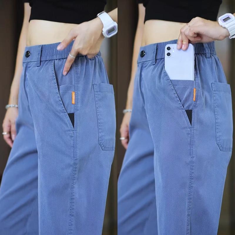

Men s Casual Trousers: Ice Silk Floor-Grazing Straight-Cut Pants, Stylish Relaxed & Airy Wide-Leg Bottoms for Men 38 синій