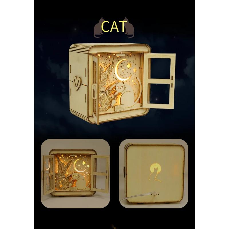 3D Holzpuzzle Nachtlicht, Holzpuzzles für Erwachsene Nachttischlampe, DIY 3D Holzpuzzles LED-Licht, Kreative Geschenke für Familie Freunde