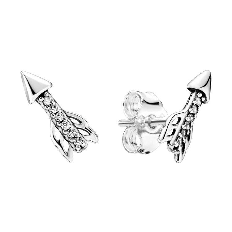 Pandora Shining Feather Arrow 925 Silver Earrings Women earrings 297828CZ Silver