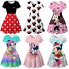 New Mickey Minnie Christmas 2D Printed Short Sleeve Dress Fashion Girls Princess Dress