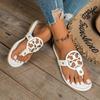 Women's Flat Toe-Post Sandals, Hollow-Out Slip-On Flip Flops, Non-Slip Summer Casual Shoes, Plus Size