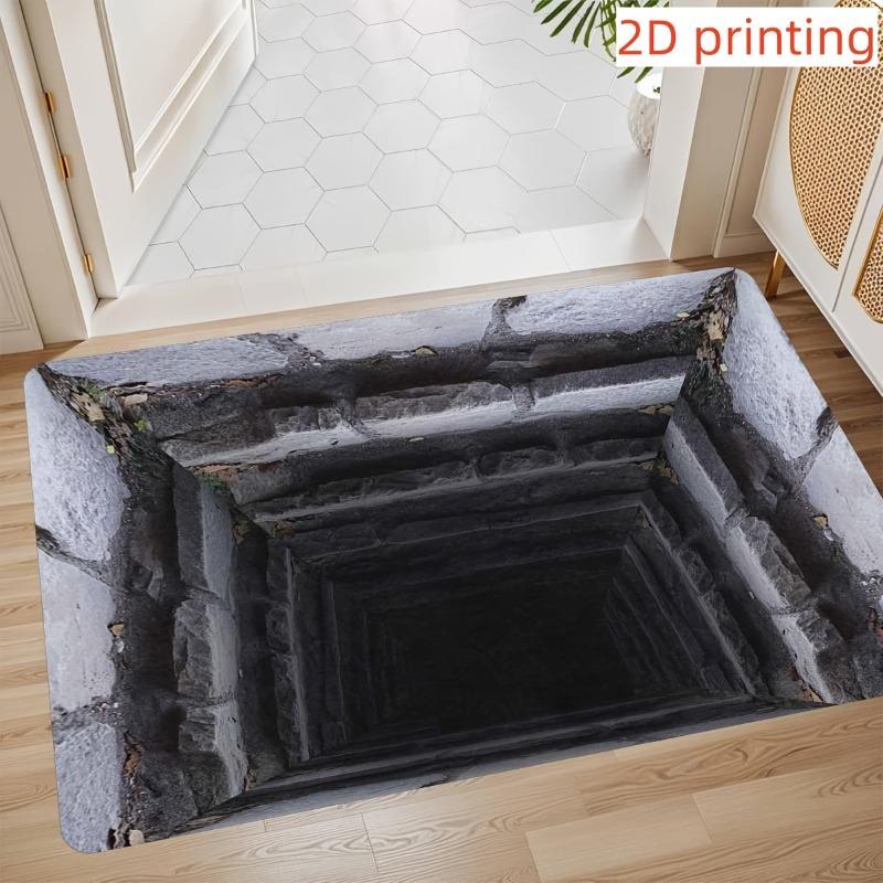 1 Stück Fußmatte 3D-Effekt Optische Illusion Fußmatte Kaut Offene Planke Lustige Fußmatte Türteppich Gummiteppich Perfekt für Haustür