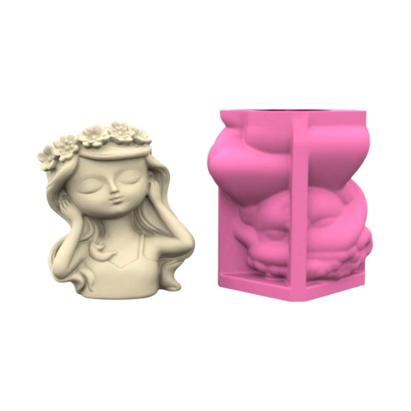 Artistic Silicone Mold For Custom Planters Adorable Girl Shape Stylish Reusable Template Crafting And Gardening Accessory