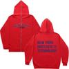 3D Printed NY Unisex Hooded Long Zipper Sweatshirt with Loose Fit Jacket