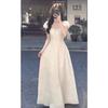 First Love White Dress, French Puff Sleeve Dress, Women's Summer New Petite High-end Long Dress