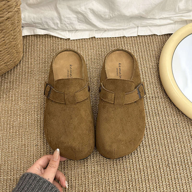 

Thick-soled inner height-increasing Birkenstock shoes bag head half slippers women s outer wear 2025 new spring one-pedal lazy Boken shoes 40