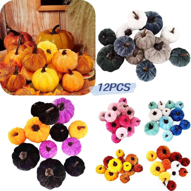 High-quality Cloth Pumpkin Thanksgiving Foam Fake Pumpkin Halloween Hot Selling Pumpkin Props White Orange Set Of 4 Large And 8 Small