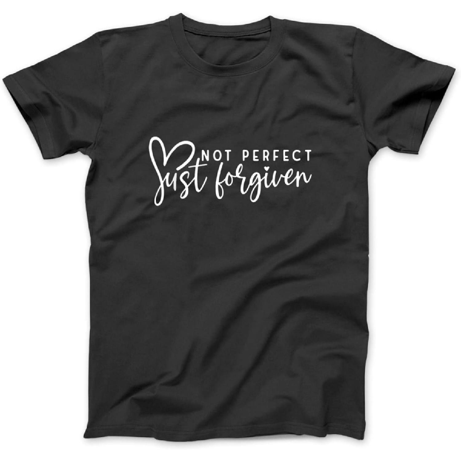 Not Perfect Just Forgiven Christian Easter Day God Jesus T-Shirt Sweatshirt Hoodie for Men Women Kids Made in Canada Black S