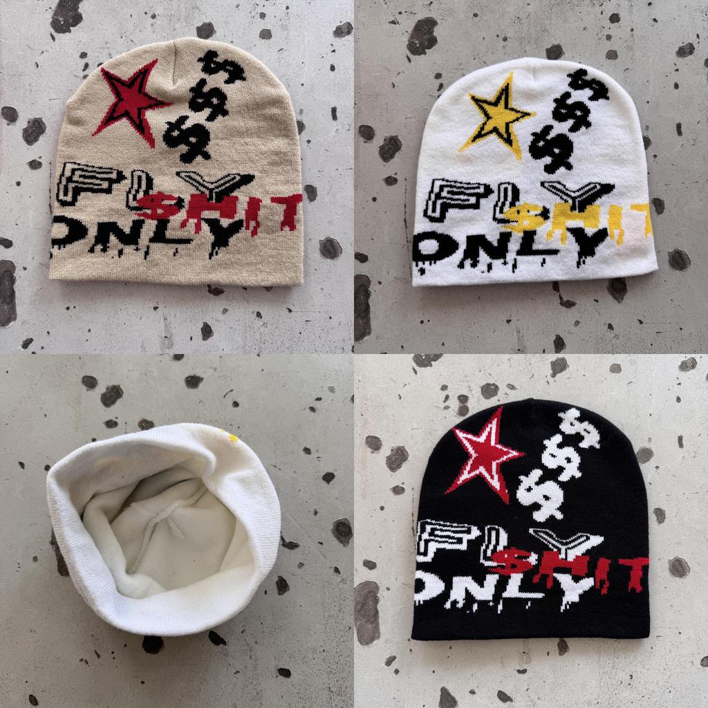 Fashion Knit Hat With Star And Letter Embroidery Design For Casual Wear