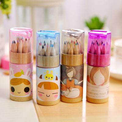 12pcs Colored Pencils Cartoon Painting Pencil Set Hand-Painted Stationery Pencil Prize
