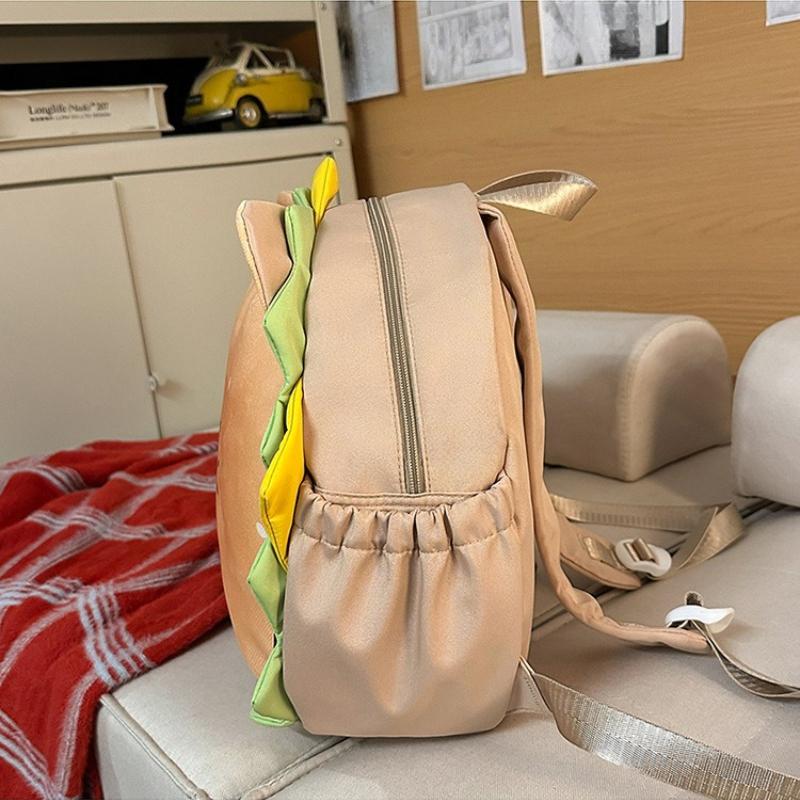 New Soft Cute Creative Cartoon Hamburger School Bags Fluffy Plush High Value Children's Small Backpack Lovely Teenager Girl Book Bags with Toy Pendant