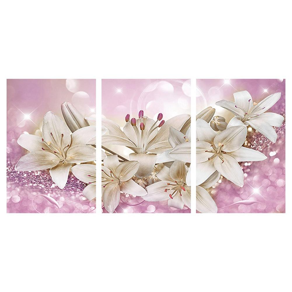 

3 Pcs Colorful Exquisite Flower Triptych Decorative Painting Frameless Canvas Painting Core Nordic Style Home Decoration Pink30x40cm
