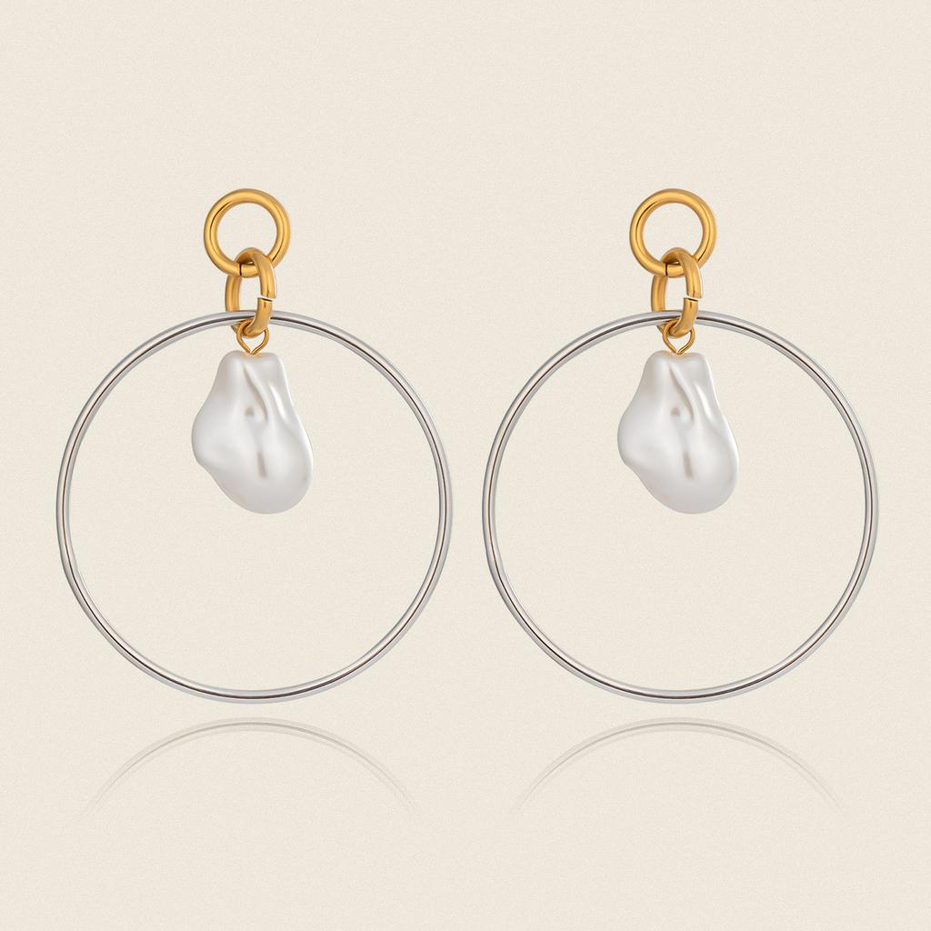  Popular Baroque Pearls Stud Earrings Golden Stainless Steel Attractive Chic Jewelry Accessories New Wholesale