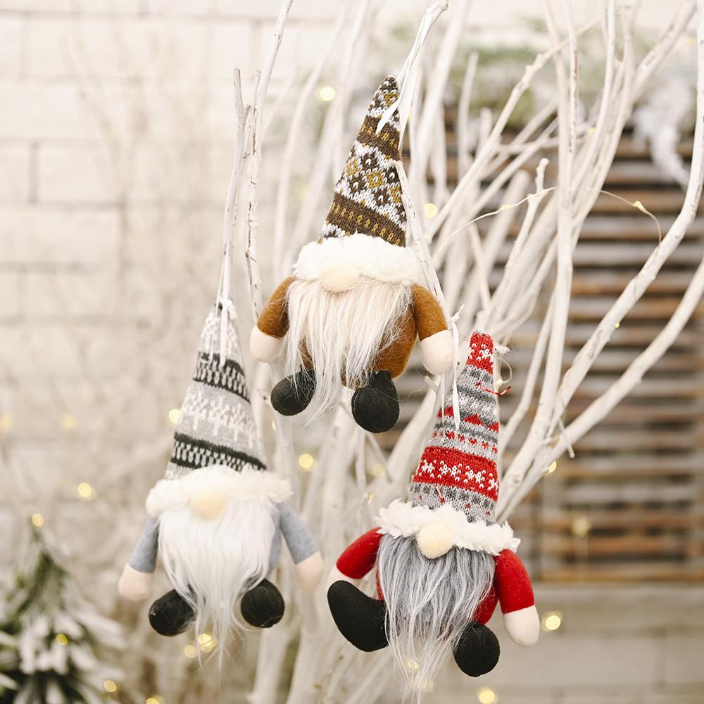 Charming Knitted Hat Forest Old Man Hanging Ornament For Christmas Decoration