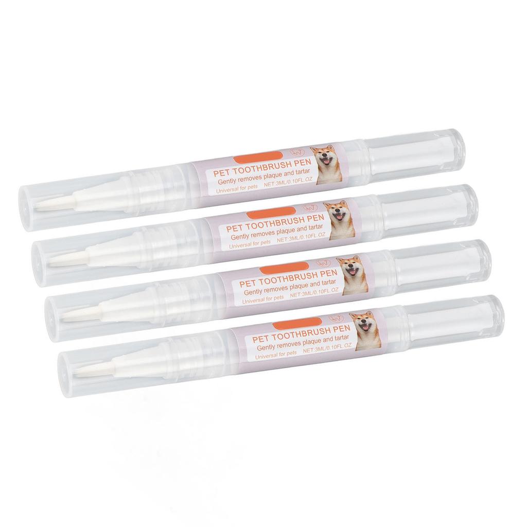 3ml 4pcs Pet Toothbrush Pen Dog Teeth Cleaning Pen Tartar Plaque Cleaning Bad Breath and Odor Removing Teeth Cleaning