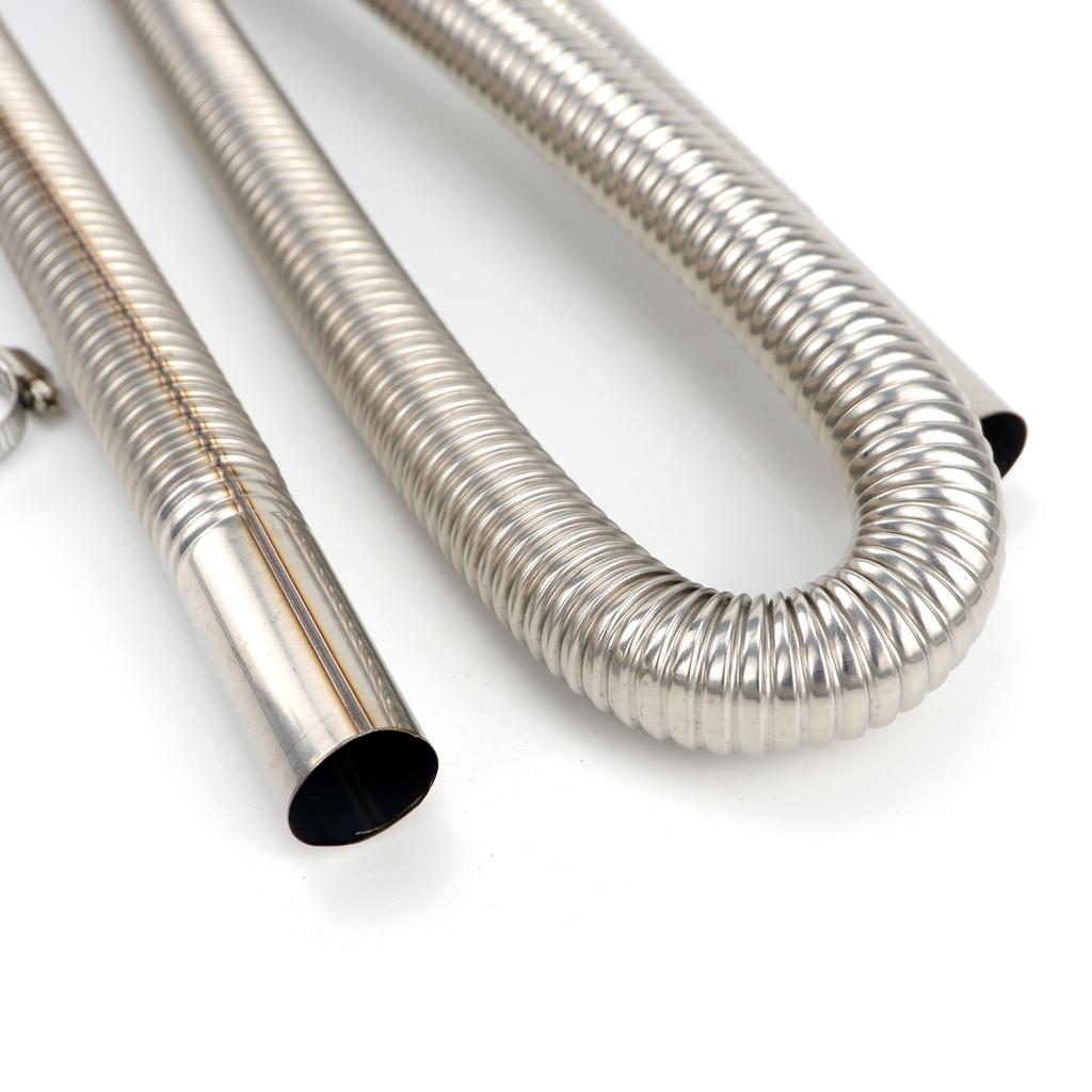 S Upgraded Silencer & 150cm Air Diesel Parking Heater Stainless Steel Exhaust Pipe Tube Gas Vent Hose For Car Truck Silver