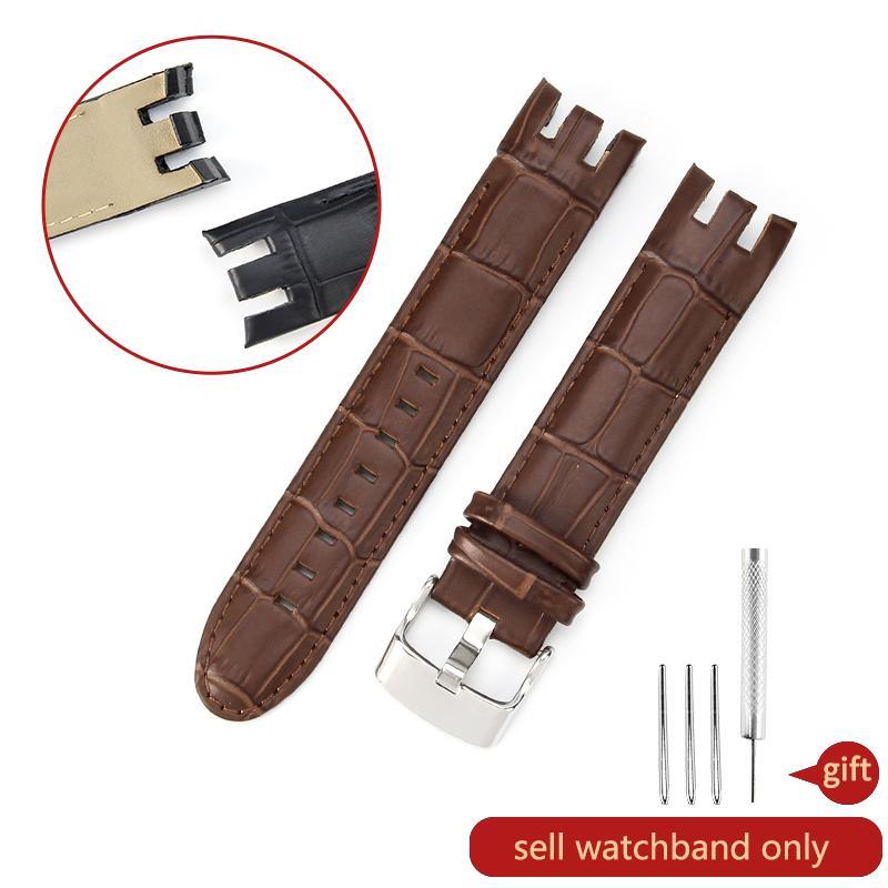 Dla Swatch Pasek do zegarka ze skóry naturalnej Męski Yrs403 412 402G Wodoodporny Odporny na pot Zakrzywione wycięcie Pasek do zegarka 21mm