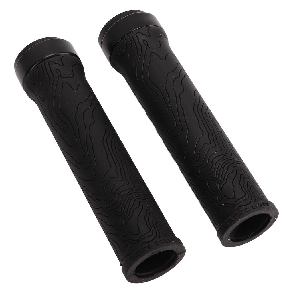 2 Pcs Handlebar Grips Shockproof Anti Slip Texture Soft Comfortable Black Mountain Bike Grips for