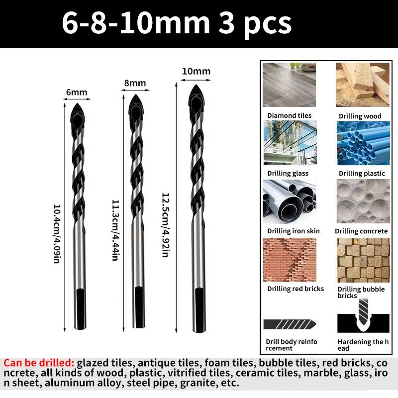 Multi-Functional Triangle Diamond Drill Bit Set – Carbide & Tungsten for Ceramic, Tile, Concrete, Brick, Wood, Glass & Metal