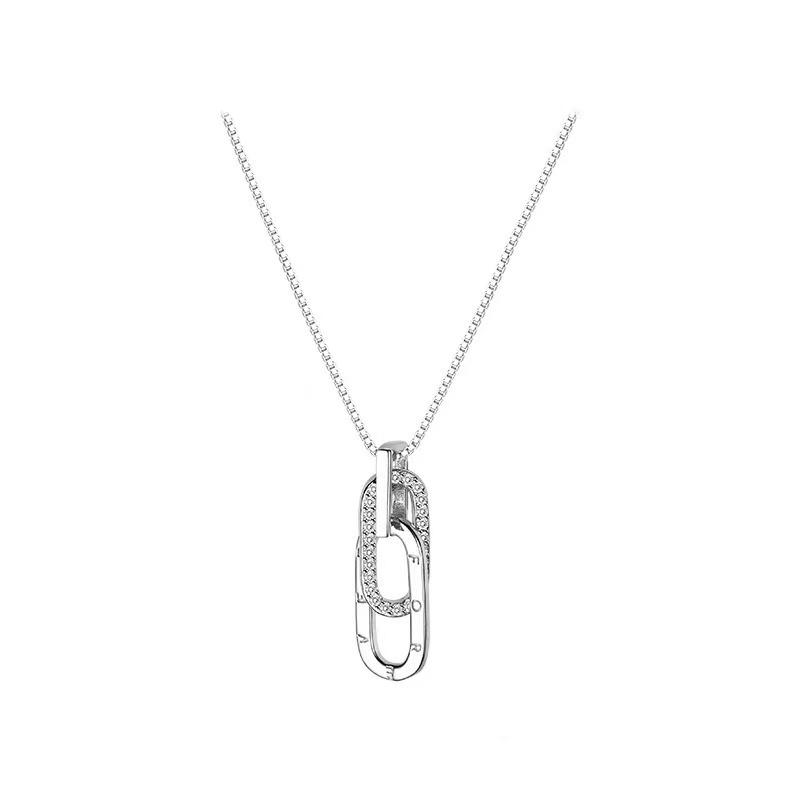New 925 Silver Necklace Personality Charm Simple Style Geometric Shape Pendant Choker for Women's Exquisite Jewelry