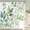 Fresh Green Leaves and Plants Pattern Shower Curtain Printed Leaves Bathroom Bath Curtain Home Decoration Curtain With Hooks