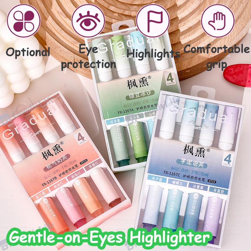 Morandi Pastel Highlighter Set Student Color Markers Large Capacity Eye Protection Fluorescent Pens