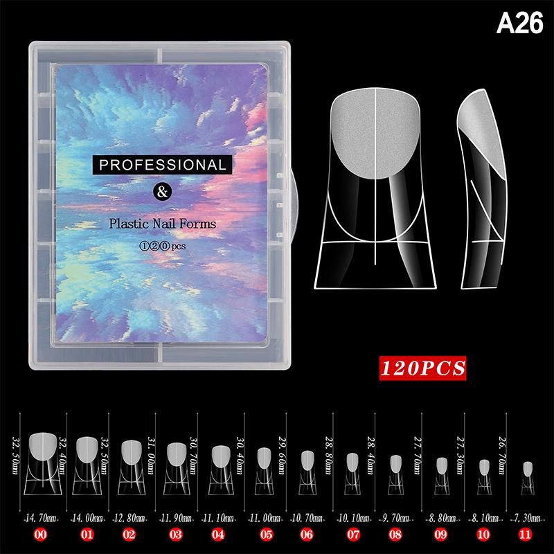 120 Pcs/Set Clear Dual Forms False Nails Full Cover Quick Building Gel Mold Tips Nail Extension Molds Upper Forms For Nails Tips