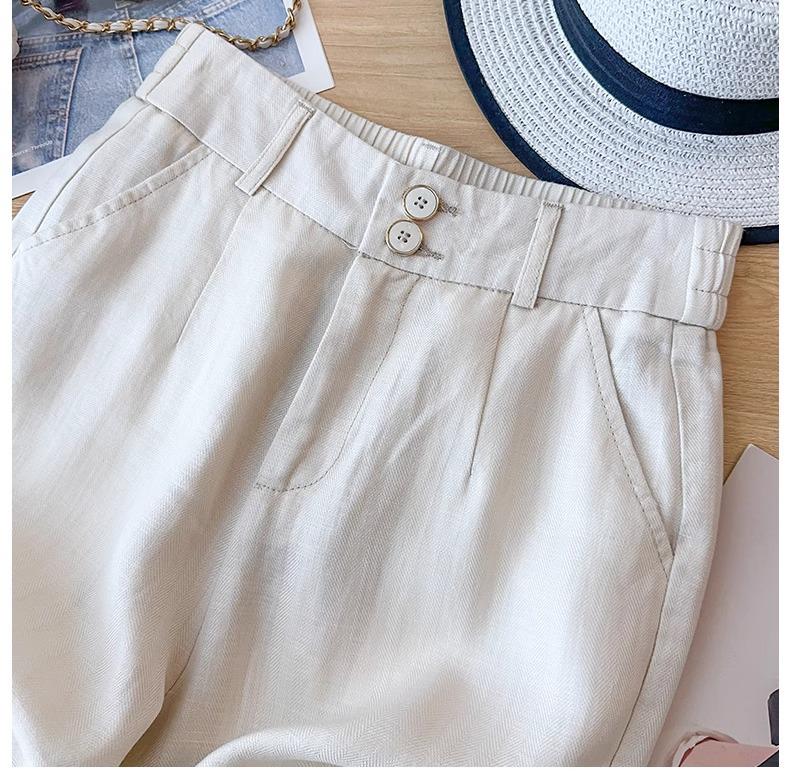 Khaki High-Waisted Wide-Leg Pants for Women - Spring/Summer 2025: Versatile, Slimming, Loose-Fit, Nine-Point Length